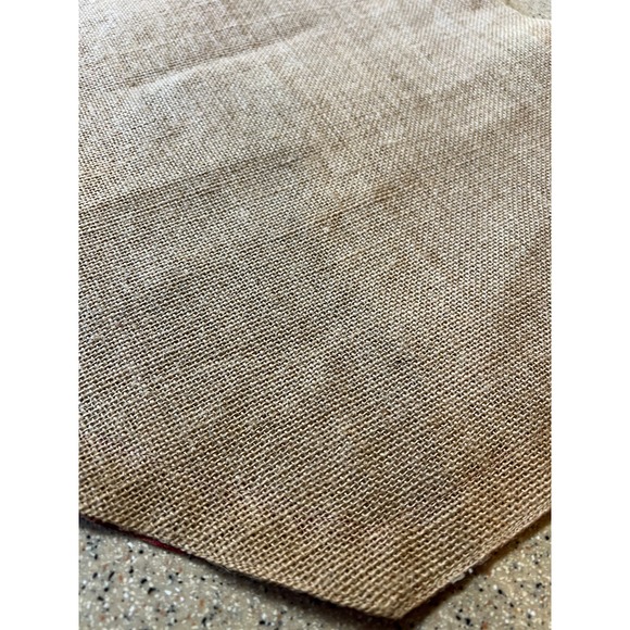 Table placemats burlap  jute with red trim 20"x14"  8 sided shape set-6 - Picture 6 of 8